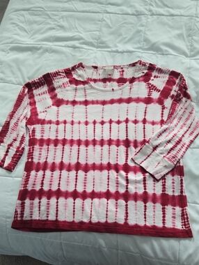 Chico's Women's Red Tie-Dye Knit Top